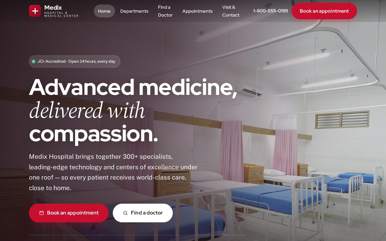 Medix Hospital — Medical website template