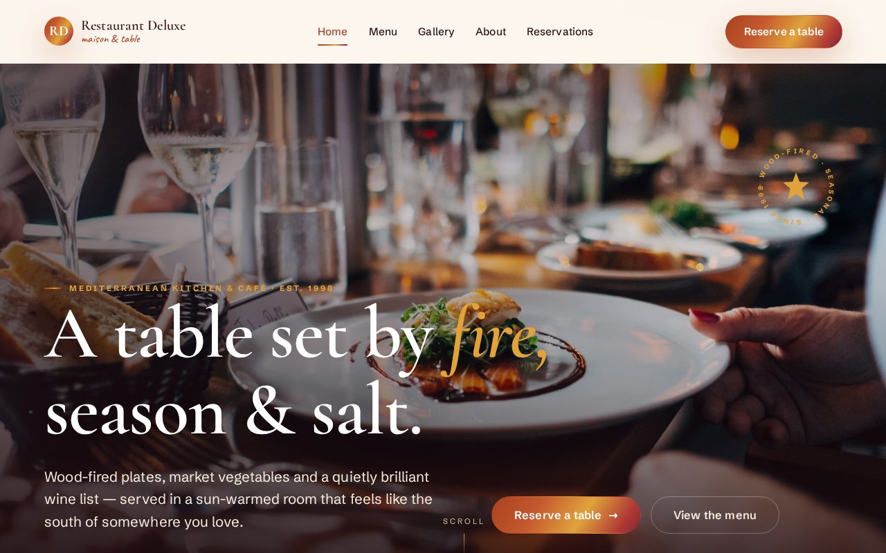 Restaurant Deluxe — Food & Hospitality website template